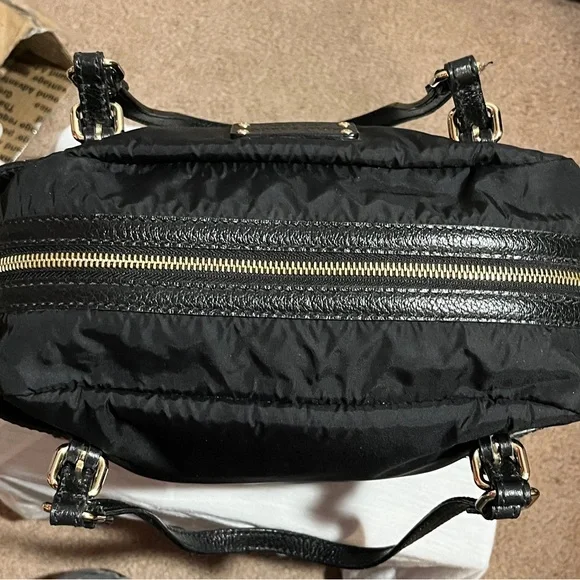 Kate Spade Black Nylon Satchel Shoulder Bag Leather Trim - Picture 5 of 16